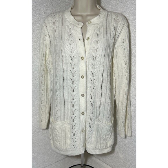 VtgAmana Woolen Mills Women’s Sz S Cardigan Knit Sweater Long Sleeve Cottagecore - Picture 1 of 6